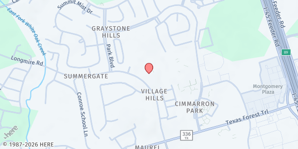 Map showing Conroe Church of Christ at 1860 Longmire Rd., Conroe, TX