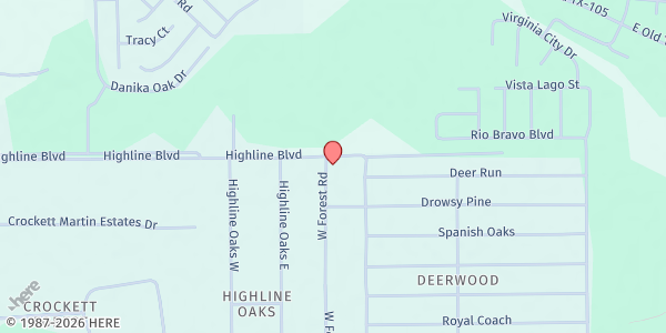 Map showing Deerwood Community Center Coalition at 3859 West Forest Rd., Conroe, TX