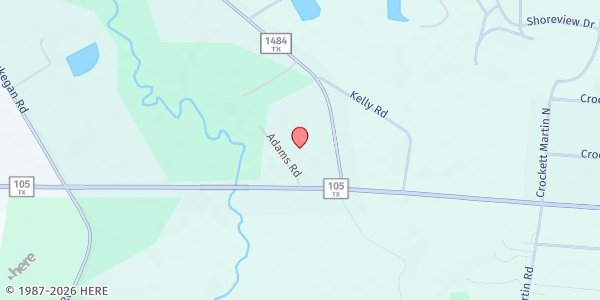 Map showing First Baptist Church Groceville at 19256 FM 1484 Rd., Conroe, TX