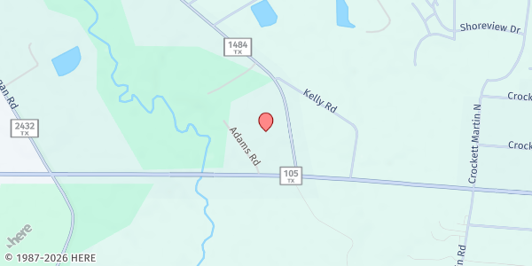 Map showing Food Pantry at First Baptist Church Groceville at 19256 FM 1484 Rd., Conroe, TX