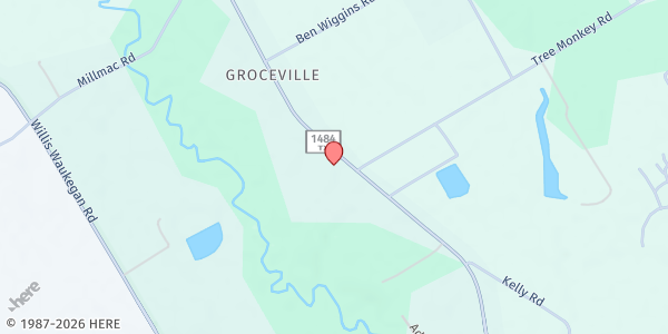 Map showing Food Pantry at First Baptist Church Groceville at 19256 FM 1484, Conroe, TX