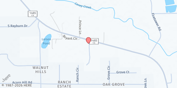 Map showing Iglesia Cristiana Monte Sinai at 16754 FM 1485, Conroe, TX