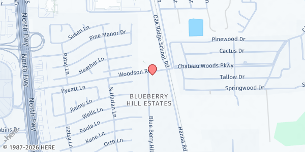 Map showing Nourishment for the Needy at 27350 Blueberry Hill Dr., Conroe, TX