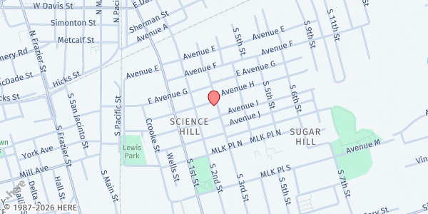 Map showing Pilgrim Rest Baptist Church at 509 S. 3rd Street, Conroe, TX