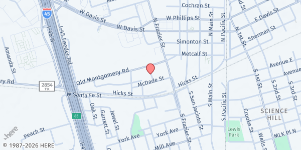 Map showing Sacred Heart Catholic Church St. Vincent de Paul at 145 Madeley, Conroe, TX