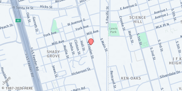 Map showing Under Over Fellowship at 600 S. Frazier St., Conroe, TX