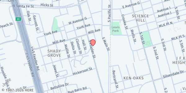 Map showing Under Over Fellowship - Gospel Grocery Wagon at 600 S. Frazier St., Conroe, TX