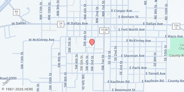 Map showing Delta Hope House at 440 SW 3rd St., Cooper, TX