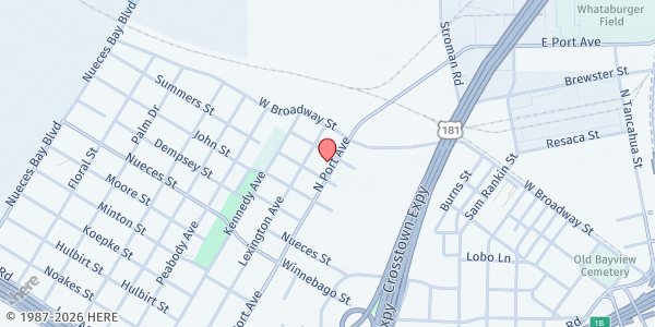 Map showing Brooks Worship Center-God's Provision at 2101 N. Port Ave., Corpus Christi, TX