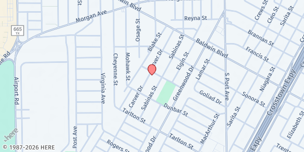 Map showing Calvary First Baptist Church at 2906 Carver Dr, Corpus Christi, TX