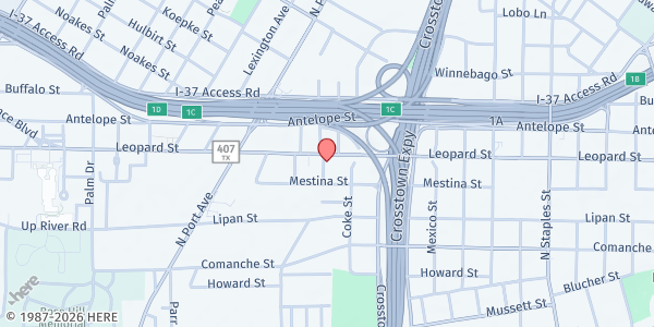 Map showing CC Metro Ministries – Loaves & Fishes at 1927 Leopard, Corpus Christi, TX