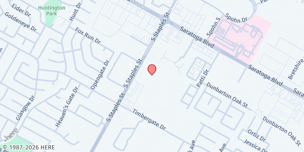 Map showing Corpus Christi Christian Fellowship at 6602 S. Staples St., Corpus Christi, TX