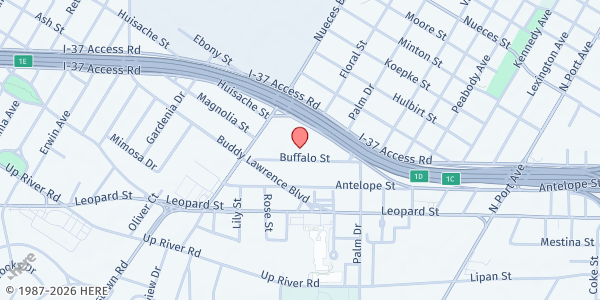 Map showing Cross Bridge Fellowship at 3002 Buffalo, Corpus Christi, TX