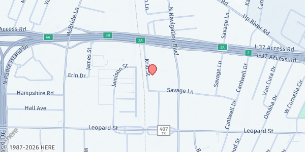 Map showing Diabetes Food Pantry at Coastal Bend Food Bank at 826 Krill St., Corpus Christi, TX