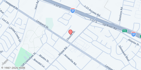 Map showing Grace United Methodist Church at 14521 Northwest Blvd., Corpus Christi, TX