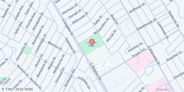 Map showing Lindale Senior Center at 3135 Swantner Dr., Corpus Christi, TX