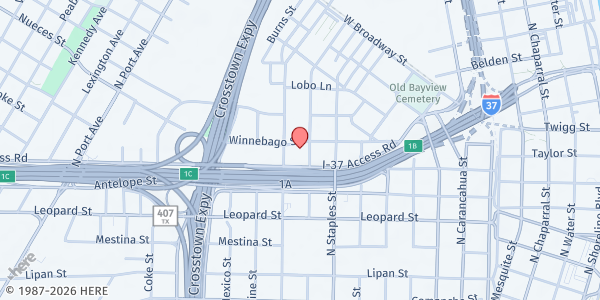 Map showing Mobile Pantry at Elliot Grant Homes at 901 N. Alameda St., Corpus Christi, TX