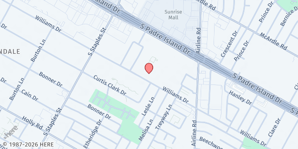 Map showing Our Lady of Perpetual Help-Catholic Charities Outreach at 5830 Williams Dr., Corpus Christi, TX