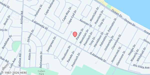 Map showing St. John's United Methodist Church at 5300 S. Alameda, Corpus Christi, TX