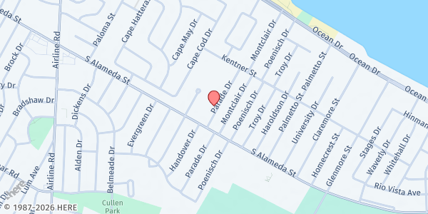 Map showing St. John's United Methodist Church at 5300 S. Alameda St., Corpus Christi, TX