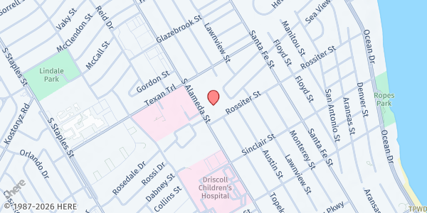 Map showing St. Patrick's Church at 3350 S. Alameda, Corpus Christi, TX