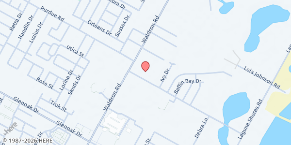 Map showing St. Paul the Apostle Parish at 2233 Waldron Rd., Corpus Christi, TX