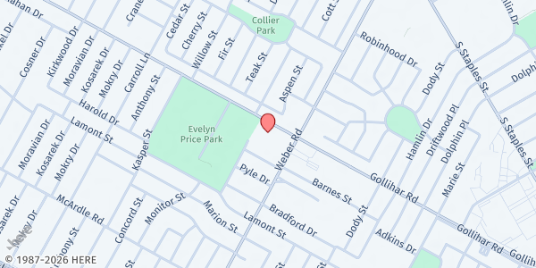 Map showing Wesley United Methodist Church at 3915 Gollihar Rd., Corpus Christi, TX
