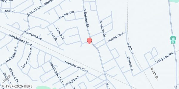 Map showing Church of Hope at 1910 Beaton Street, Corsicana, TX