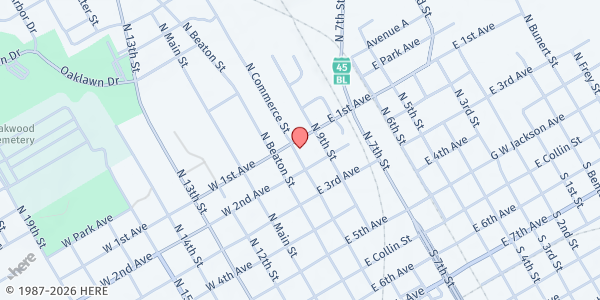 Map showing COMPASSION CORSICANA Food Pantry at 517 N COMMERCE ST, CORSICANA, TX