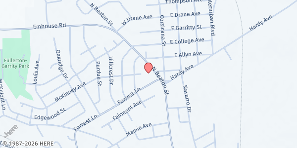 Map showing Northside Baptist Church of Corsicana at 2900 N. Beaton St., Corsicana, TX