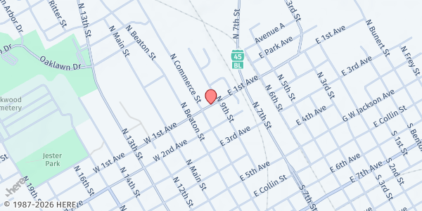 Map showing SALVATION ARMY CORSICANA at 212 E. 1ST AVE, CORSICANA, TX