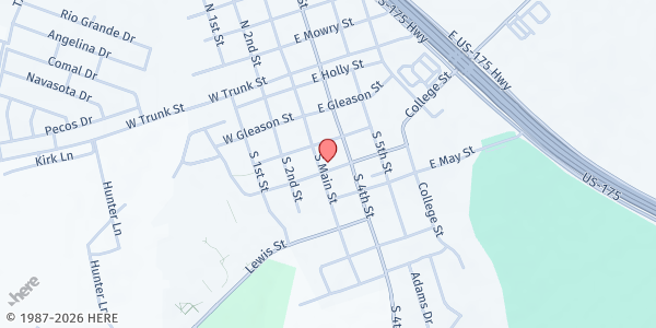 Map showing Open Arms Pantry (For God's Glory Church) at 309 S. Main St., Crandall, TX