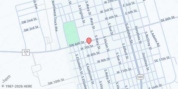 Map showing Crane County Senior Citizens Center at 607 W. 6th St., Crane, TX
