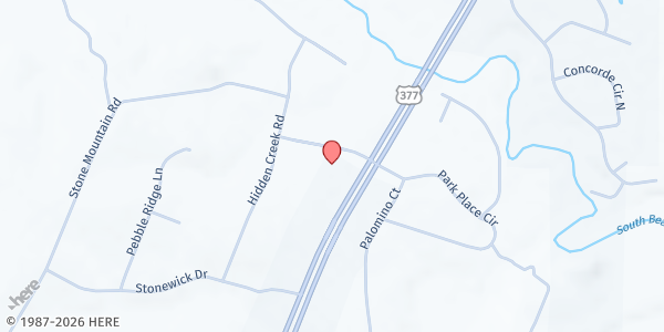 Map showing Cresson Mobile - Bear Creek Community Church at 18600 Hwy 377 South, Cresson, TX