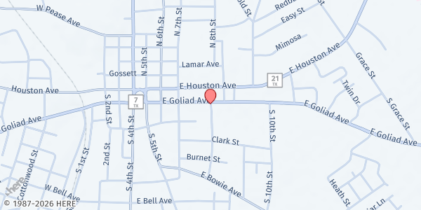 Map showing Houston County Share at 207 S. 8th St., Crockett, TX