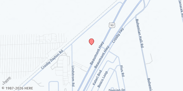 Map showing Crosby Church at 5725 US-90, Crosby, TX