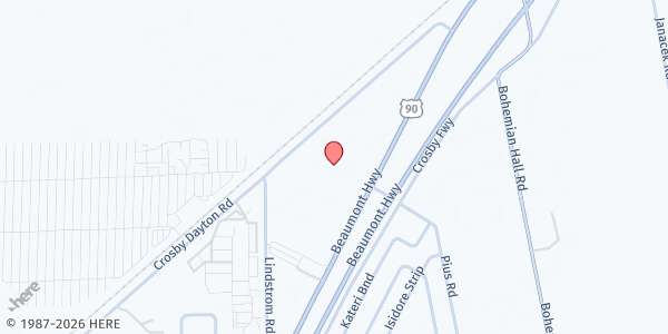 Map showing Crosby Church at 5725 US-90, Crosby, TX