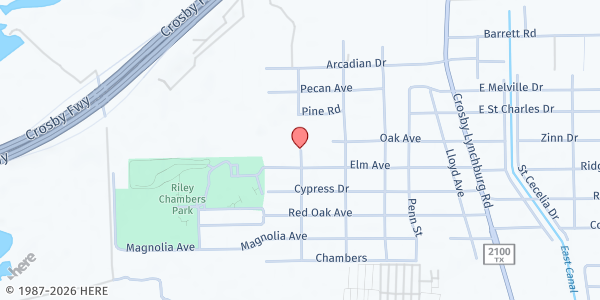Map showing Rock of Ages Church at 12217 Holly St, Crosby, TX