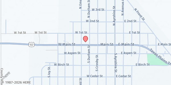 Map showing FUMC at 416 W. Main St., Crosbyton, TX