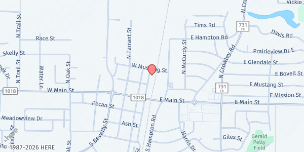 Map showing Crowley House of Hope at 216 N. Magnolia St., Crowley, TX