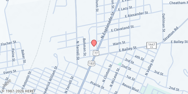 Map showing Calvary Baptist Church at Calvary Baptist Church, Cuero, TX