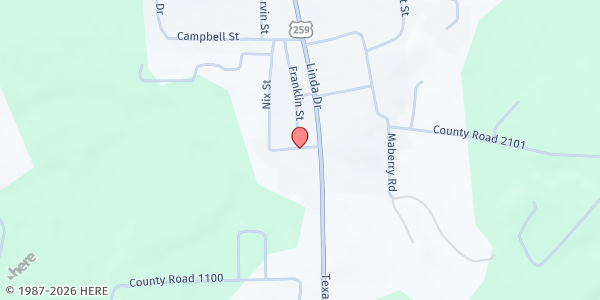 Map showing Daingerfield Church of Christ at 818 W. W M Watson Blvd., Daingerfield, TX