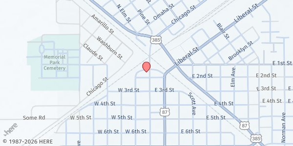 Map showing CSFP Dalhart Good Samaritan at 104 Denrock, Dalhart, TX