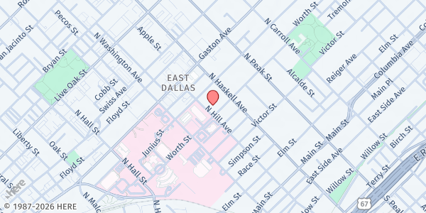 Map showing Baylor Community Care - Dallas at 4001A Worth St, Dallas, TX