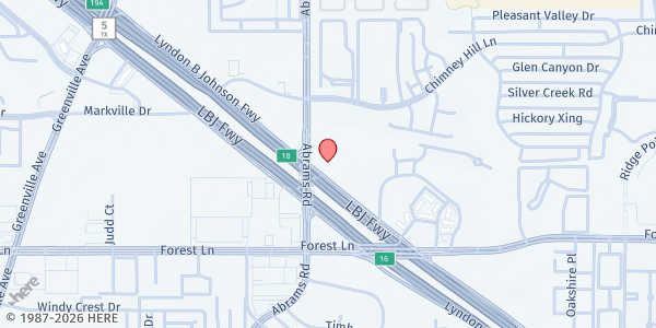 Map showing Better Promises - Dallas at 12160 Abrams Rd, Dallas, TX