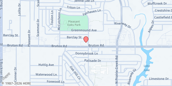Map showing Bruton Terrace Church at 8851 Bruton Rd., Dallas, TX