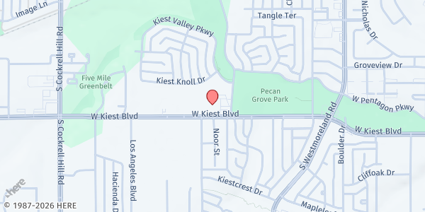 Map showing Centro Cristiano Vida Abundante at 3727 W Kiest Blvd, Dallas, TX