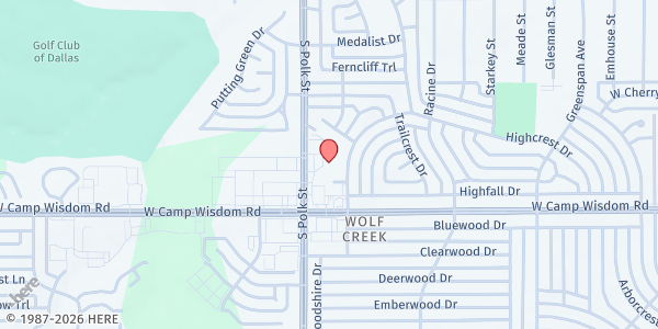 Map showing Community Outreach Connection - Oak Cliff at 6960 S. Polk St., Dallas, TX