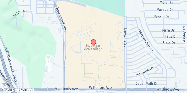 Map showing Dallas College Mountain View Campus at 4849 W. Illinois Ave, Dallas, TX