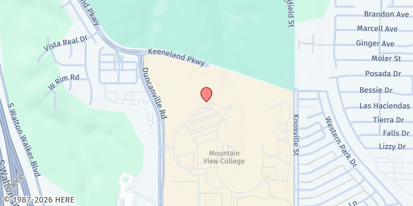 Map showing Dallas College Mountain View Campus Pantry at 4849 W. Illinois Ave., Dallas, TX